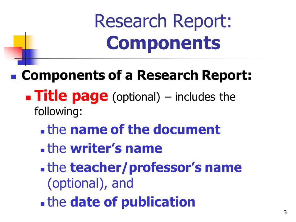 components of a research report